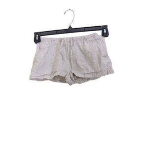Girls Size Med 8 Linen Blend Elastic Waist Shorts Beige Beach Summer Natural